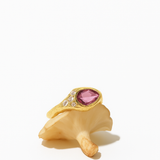 PINK CORAL TOURMALINE AND ROSE CUT RING