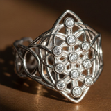 Sapphires Treeseed Ring – Sterling Silver, White Sapphires