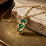 Mar – Emerald & 14K Gold Necklace