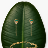 ALGAE EMERALD AND ROSE CUT DIAMONDS EARRINGS