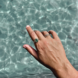RAY EMERALDS AND ROSE CUT DIAMONDS RING