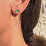 emerald earring, diamond earring, 14k gold jewelry, handmade jewelry, israel jewelry, fine jewelry, ocean inspired jewelry, atman jewellery, lost wax casting