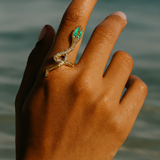 Green lunar serpent 18k gold ring